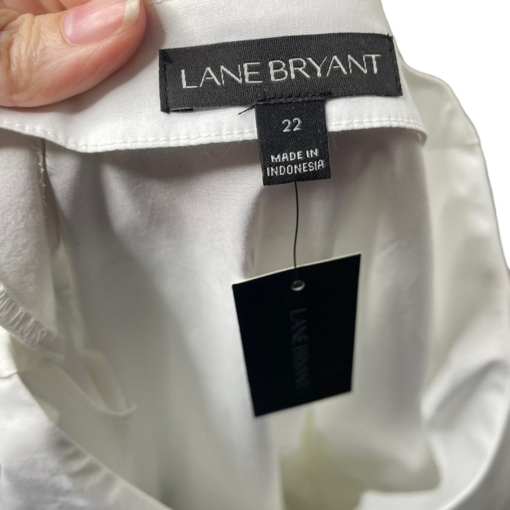 Lane Bryant Size 22 White Cotton Blouse with Corset Tie Waist NWT - Picture 5 of 8